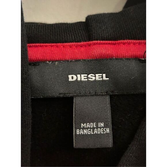 DIESEL HOODED S-ALBY SWEATSHIRT XS Graphic Logo Black - Picture 4 of 11